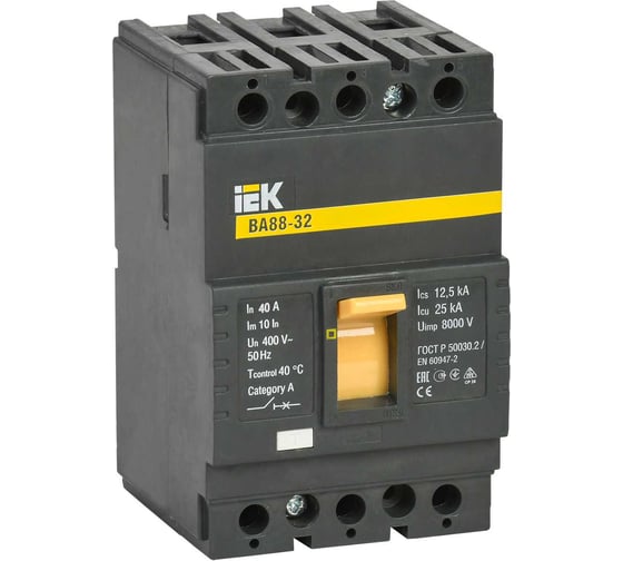 Автоматический выключатель IEK ВА88-32 3Р 40А 25кА SVA10-3-0040
