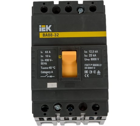 Автоматический выключатель IEK ВА88-32 3Р 63А 25кА SVA10-3-0063