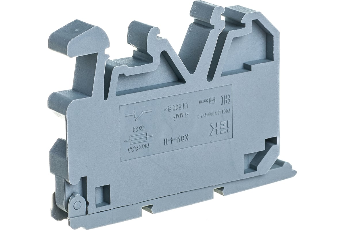 Винтовая клемма IEK КВИ-4-П с держателем предохранителя 5х20 серая .