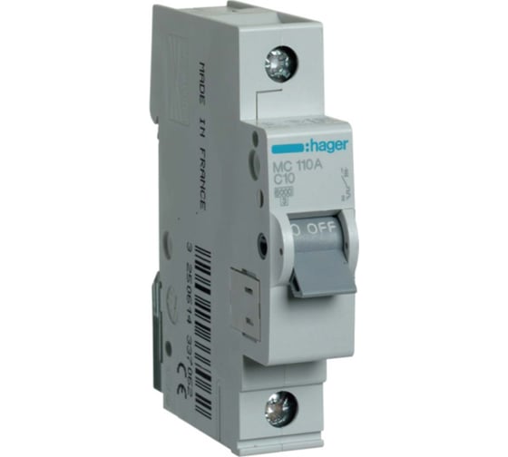 Автоматический выключатель Hager 1P, 6kA, C-10A, 1M 2086533