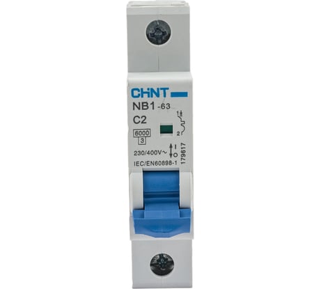 Автоматический выключатель CHINT NB1-63, 1P, 2A, 6кА, характеристика C 179617