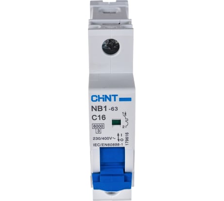 Автоматический выключатель CHINT NB1-63, 1P, 16A, 6кА, характеристика C 179616