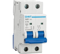 Автоматический выключатель CHINT NB1-63, 2P, 16A, 6кА, характеристика C 179658