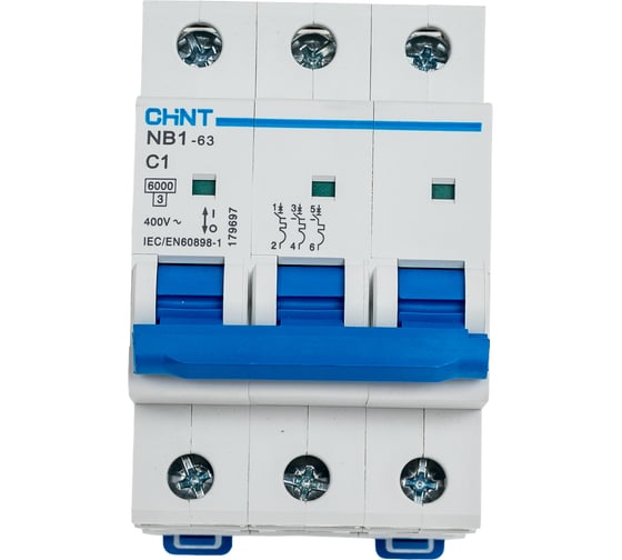 Автоматический выключатель CHINT NB1-63, 3P, 1A, 6кА, характеристика C 179697