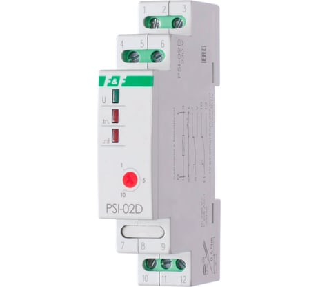 Реле-формирователь импульсов Евроавтоматика F&F PSI-02D, длительность импульса 1-10с, питание 165-265В AC, монтаж на DIN-рейке EA09.001.011