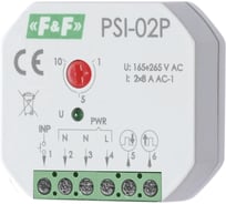 Реле-формирователь импульсов Евроавтоматика F&F PSI-02P, длительность импульса 1-10с, питание 165-265В AC, монтаж в монтажную коробку EA09.001.012