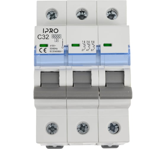 Автоматический выключатель IPRO 3 фазы 32А C 6кА 15676 1