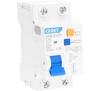 Дифференциальный автоматический выключатель CHINT, NXBLE-63Y, 1P+N, 10А, 30mA, электронный, тип AС, характеристика С, 4.5kA 105541