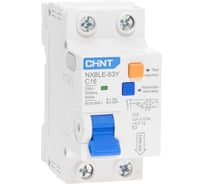 Дифференциальный автоматический выключатель CHINT, NXBLE-63Y, 1P+N, 16А, 30mA, электронный тип AС, характеристика С, 4.5kA 105542