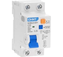 Дифференциальный автоматический выключатель CHINT, NXBLE-63Y, 1P+N, 32А, 30mA, электронный тип AС, характеристика С, 4.5kA 105545