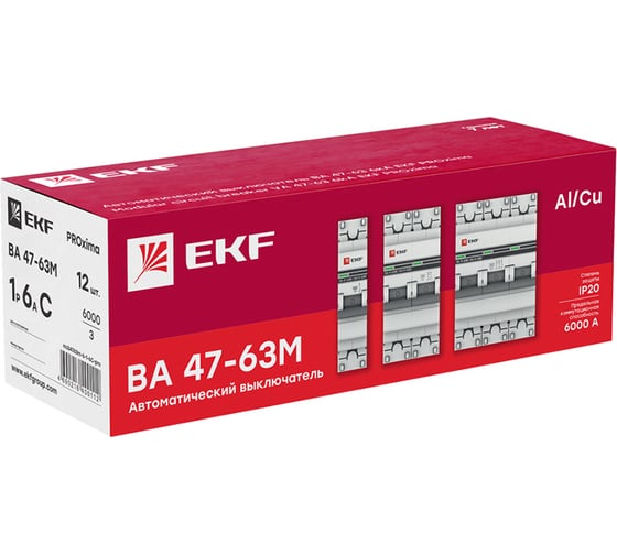 Автоматический выключатель EKF 1P 10А D 6кА ВА 47-63M c эл-маг. расцепителем PROxima mcb4763m-6-1-10D-pro