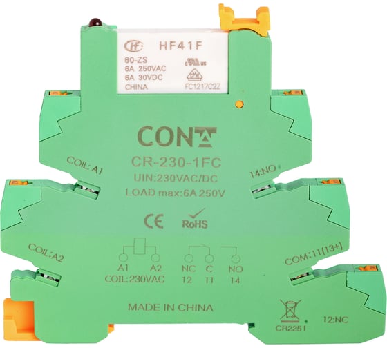 Одноконтактный релейный модуль CONTA 6,2 мм, 230 VAC CR-230-1FC 00-00009672