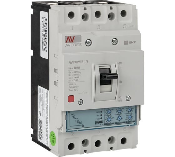 Автоматический выключатель EKF AV POWER-1/3 160А 100kA ETU2.0 AVERES mccb-13-160H-2.0-av 1