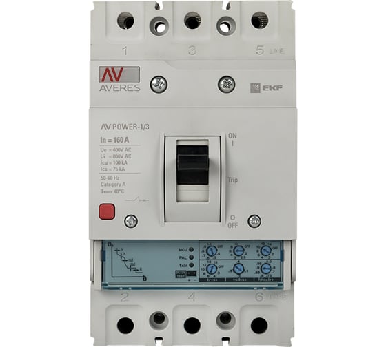 Автоматический выключатель EKF AV POWER-1/3 160А 100kA ETU2.0 AVERES mccb-13-160H-2.0-av