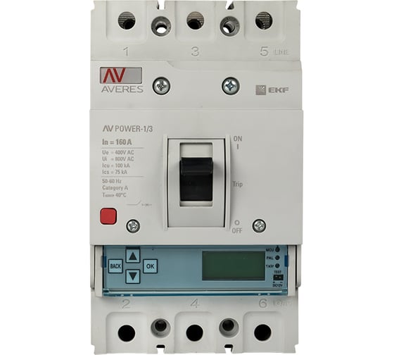 Автоматический выключатель EKF AV POWER-1/3 160А 100kA ETU6.0 AVERES mccb-13-160H-6.0-av