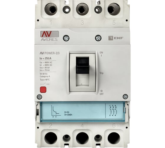 Автоматический выключатель EKF AV POWER-2/3 250А 80kA TR AVERES mccb-23-250H-TR-av