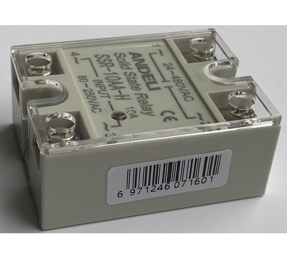 Твердотельное реле SSR-10AA-H 10A Управляющее напряжение 80-250V AC нагрузка 24-480V AC ANDELI ADL09-251