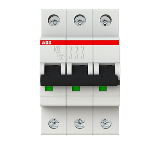 Автоматический выключатель ABB S203, B10, 3-полюсный 2CDS253001R0105