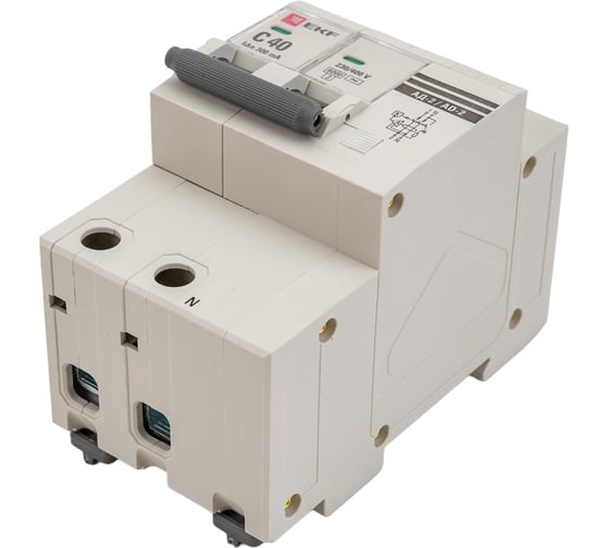 Дифференциальный автомат EKF АД-2 40А 300мА хар-ка C, AC, 270В 6кА PROxima DA2-6-40-300-pro
