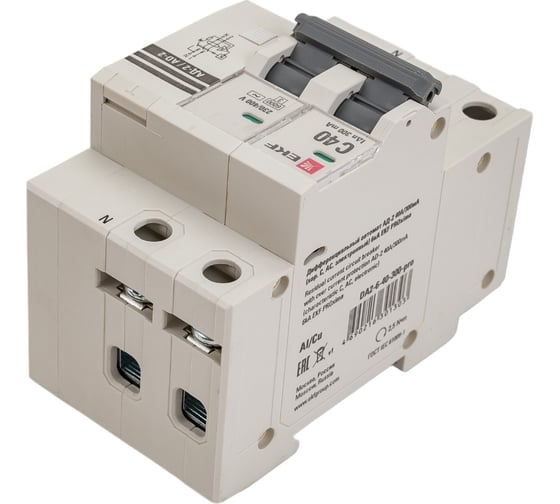 Дифференциальный автомат EKF АД-2 40А 300мА хар-ка C, AC, 270В 6кА PROxima DA2-6-40-300-pro