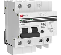 Дифференциальный автомат EKF АД-2 63А 300мА хар-ка C, AC, 270В 6кА PROxima DA2-6-63-300-pro