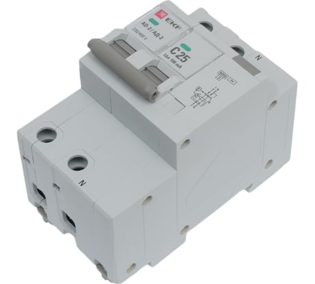 Дифференциальный автомат EKF АД-2 25А 100мА хар-ка C, AC, 270В 6кА PROxima DA2-6-25-100-pro