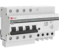 Дифференциальный автомат EKF АД-4 25А 100мА хар-ка C, AC, 270В 6кА PROxima DA4-6-25-100-pro