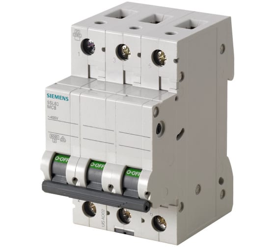 Автоматический выключатель Siemens 400V 6KA, 3-полюса, C, 63A 5SL63637 1