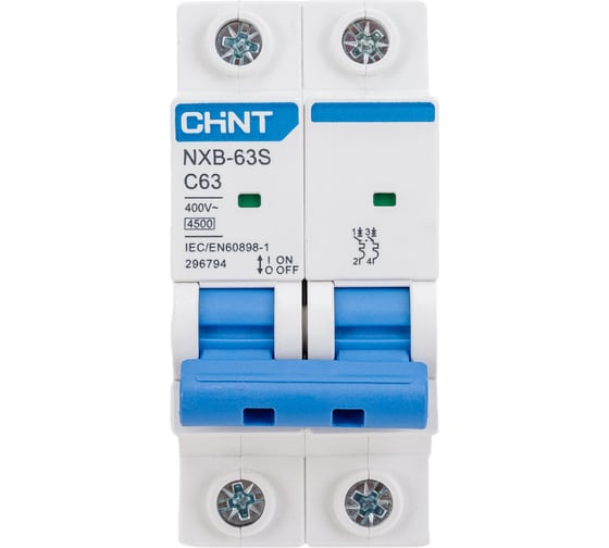 Автоматический выключатель CHINT NXB-63S 2P 63А 4.5kA характеристика C R 296794