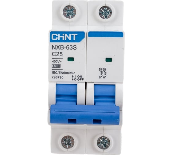 Автоматический выключатель CHINT NXB-63S 2P 25А 4.5kA характеристика C R 296790