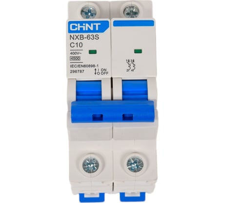 Автоматический выключатель CHINT NXB-63S 2P 10А 4.5kA характеристика C R 296787