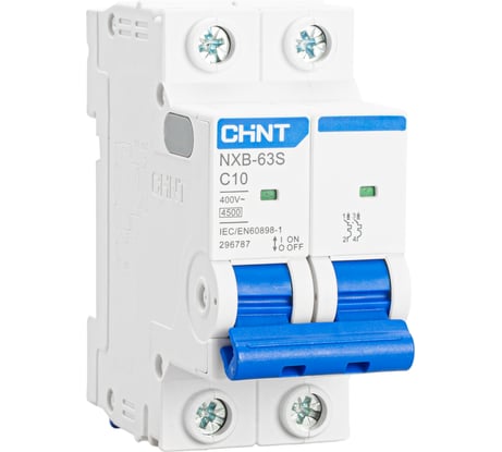 Автоматический выключатель CHINT NXB-63S 2P 10А 4.5kA характеристика C R 296787
