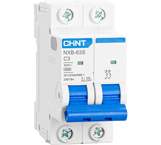 Автоматический выключатель CHINT NXB-63S 2P 3А 4.5kA характеристика C R 296784 1