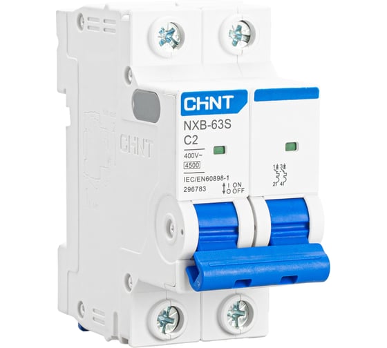 Автоматический выключатель CHINT NXB-63S 2P 2А 4.5kA характеристика C R 296783