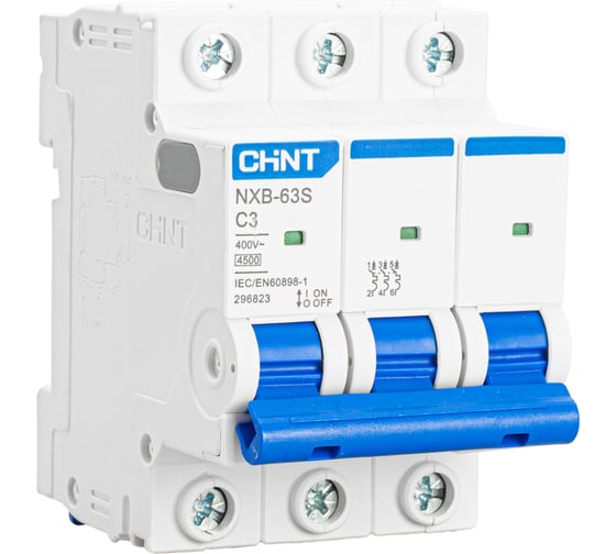 Автоматический выключатель CHINT NXB-63S 3P 3А 4.5kA характеристика C R 296823