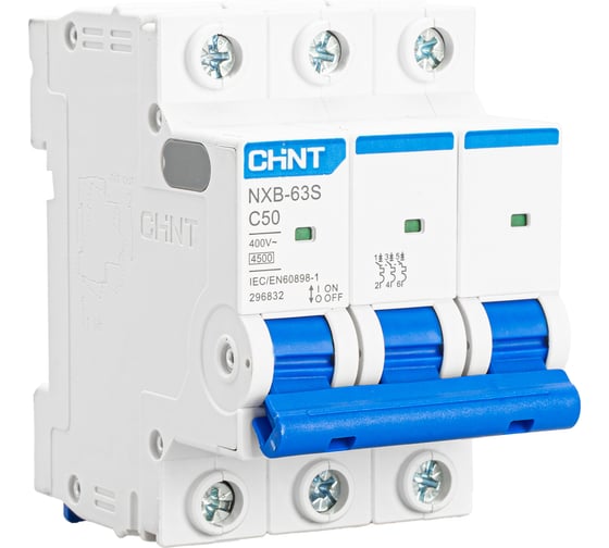Автоматический выключатель CHINT NXB-63S 3P 50А 4.5kA характеристика C R 296832
