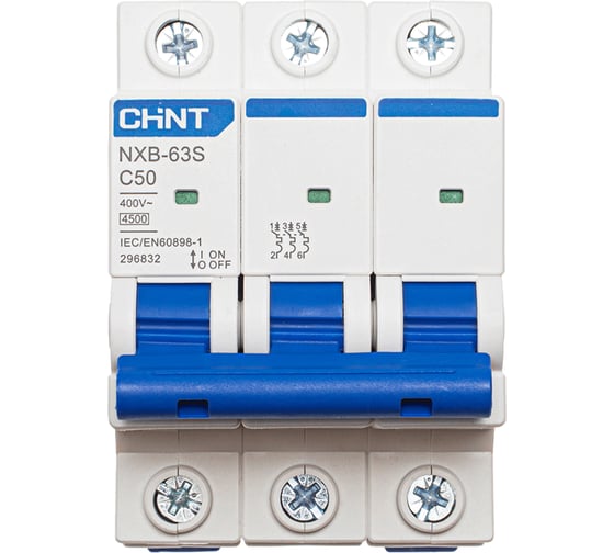 Автоматический выключатель CHINT NXB-63S 3P 50А 4.5kA