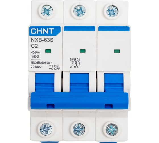 Автоматический выключатель CHINT NXB-63S 3P 2А 4.5kA характеристика C R 296822