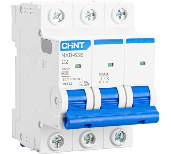 Автоматический выключатель CHINT NXB-63S 3P 2А 4.5kA характеристика C R 296822