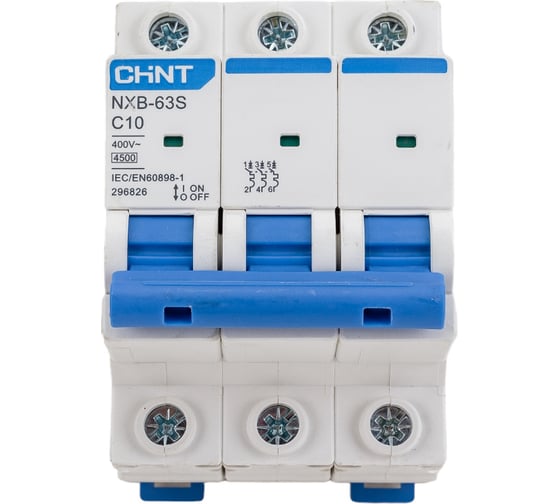 Автоматический выключатель CHINT NXB-63S 3P 10А 4.5kA характеристика C R 296826