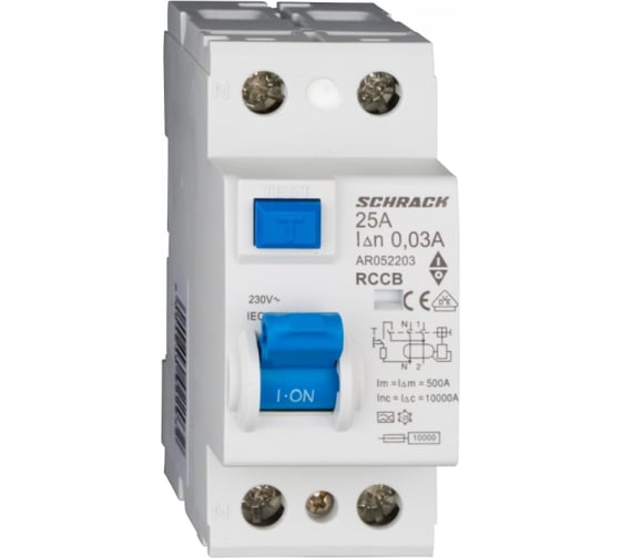 Автоматический выключатель Schrack Technik 10кА, 2P 25A/30mA, УЗО, тип A, AR052203