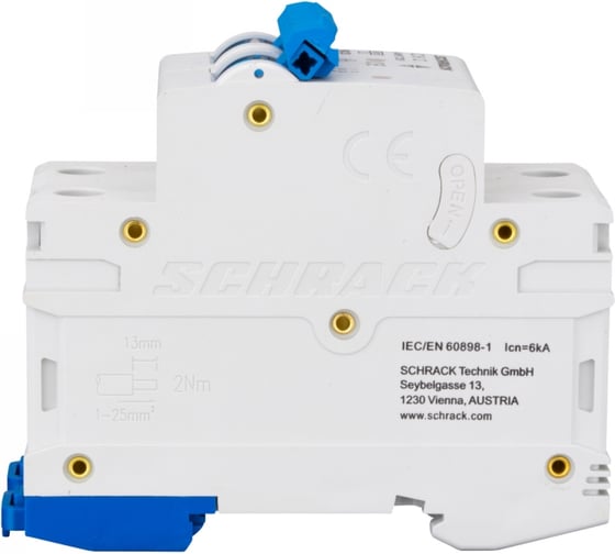 Автоматический выключатель Schrack Technik AM 6кА, 2P, С, 06A AM617206
