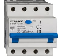 Дифференциальный автоматический выключатель Schrack Technik тип A, 6P, 3P+N, A, 40A/30mA, 4М AK667840