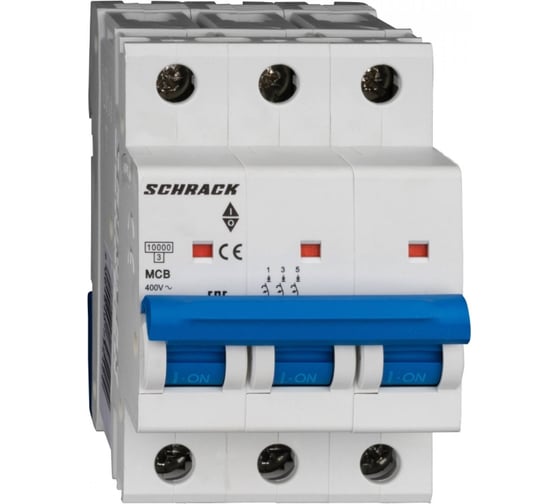 Автоматический выключатель Schrack Technik AM 10кА 3P D 10A AM019310
