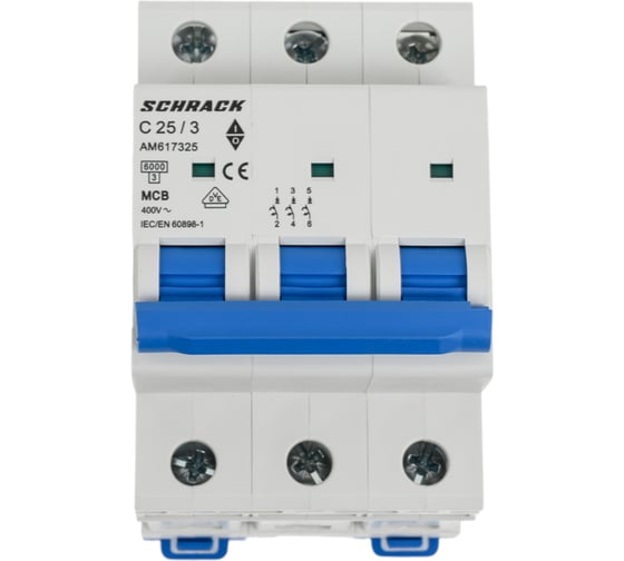 Автоматический выключатель Schrack Technik AM 6кА 3P С 25A AM617325 1
