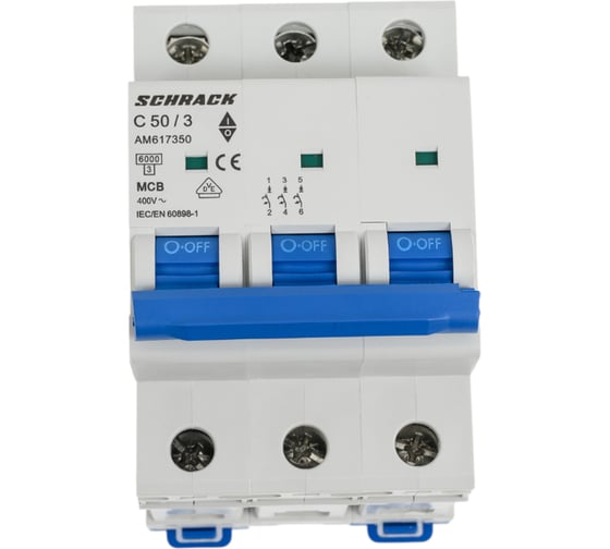 Автоматический выключатель Schrack Technik AM 6кА 3P С 50A AM617350 1