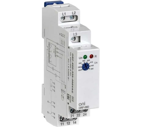 Реле контроля фаз ONI ORF-08D 3 фазы, 2 контакта, 220-460В AC ORF-08D-220-460VAC