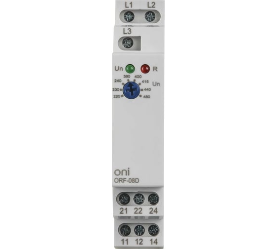 Реле контроля фаз ONI ORF-08D 3 фазы, 2 контакта, 220-460В AC ORF-08D-220-460VAC