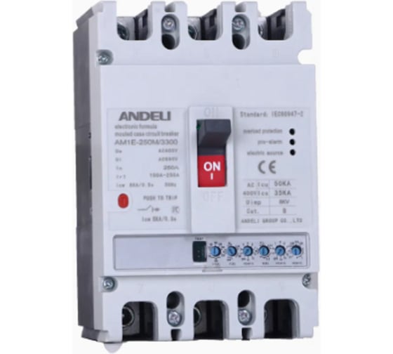 Автоматический выключатель ANDELI AM1E-250M 250А (100А-250А) 50КА ADL06-500 1