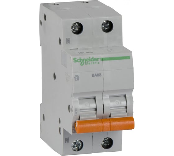 Автоматический модульный выключатель Systeme Electric 2 полюса 1P+N C 10А 4.5кА BA63 Домовой 11212 1